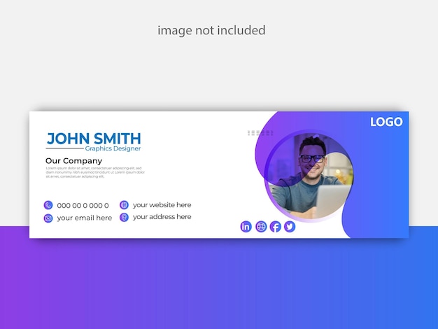 Modern Email Signature Template for Graphic Designer with Contact Details and Social Media Icons