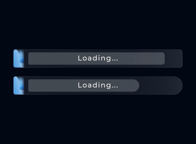 Modern futuristic loading bar UI element with glowing edge light and smooth rounded style for game interface web design and mobile app progress screen