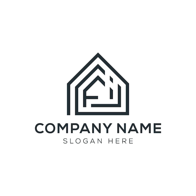 Modern Geometric House Logo for Real Estate and Property Businesses