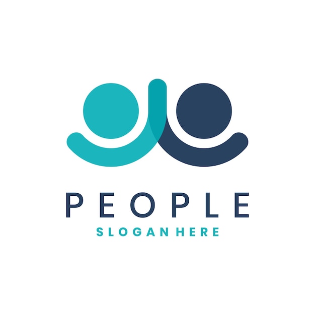 Modern people logo with abstract human figure Symbolizes friendship connection and teamwork