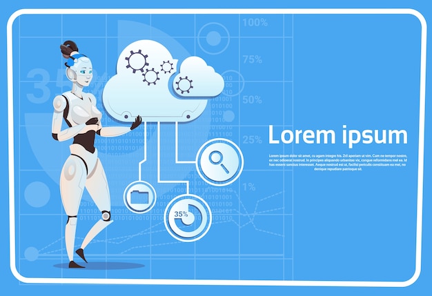 Modern Robot Female Cloud Computing
