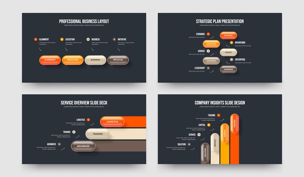 Modern Strategy 4 5 3 4 Step Diagram Slide Layout Collection