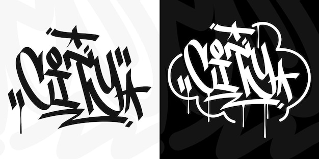 Modern Trendy Word City Abstract Hip Hop Graffiti escrito a mano Ilustración vectorial de estilo urbano