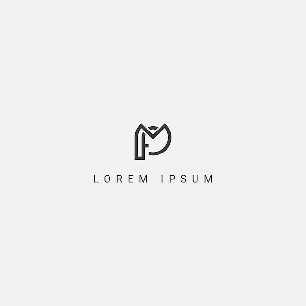 Moderna letra abstracta FM MF logotipo inicial basado en monograma icono vector