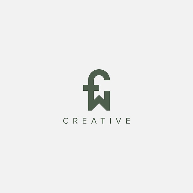 Moderna letra única FW WF modelo de diseño de logotipo vectorial