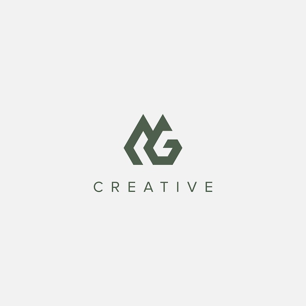 Moderna letra única MG Vector de plantilla de diseño del logotipo GM