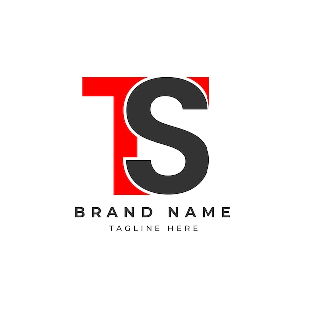 Moderna y limpia letra de la marca TS Logotipo de la empresa con color rojo negro
