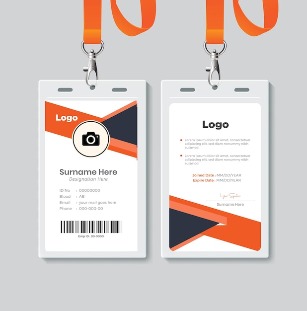 Moderna y limpia plantilla de tarjeta de identificación de negocios plantilla de diseño de tarjeta de identidad profesional con color naranja