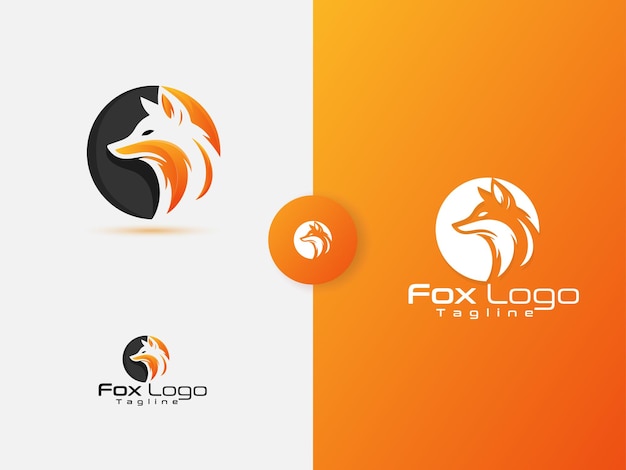Moderna línea de arte forma de círculo cabeza de zorro plantilla de diseño de logotipo arte vectorial cabeza de lobo