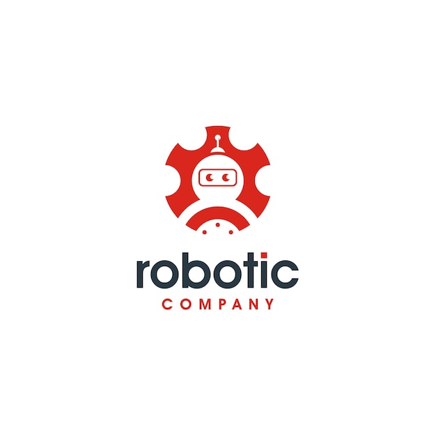 Moderna máquina de ingeniería industrial Gear Cog con Robot para el futuro diseño de logotipos de tecnología robótica