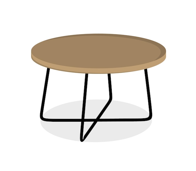 Moderna mesa de centro de madera interior con muebles de patas de hierro ilustración vectorial en un estilo plano