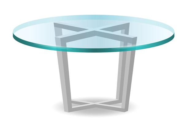 moderna mesa de comedor redonda de vidrio aislada sobre un fondo blanco ilustración 3D