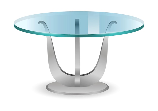 moderna mesa de comedor redonda de vidrio aislada sobre un fondo blanco ilustración 3D