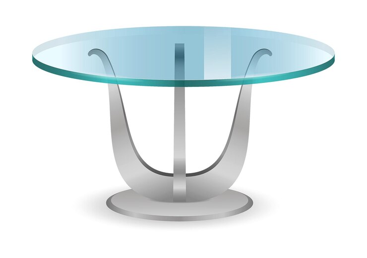 Vector moderna mesa de comedor redonda de vidrio aislada sobre un fondo blanco ilustración 3d