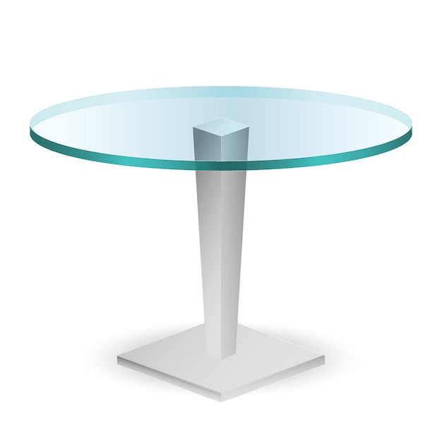 moderna mesa de comedor redonda de vidrio aislada sobre un fondo blanco ilustración 3D