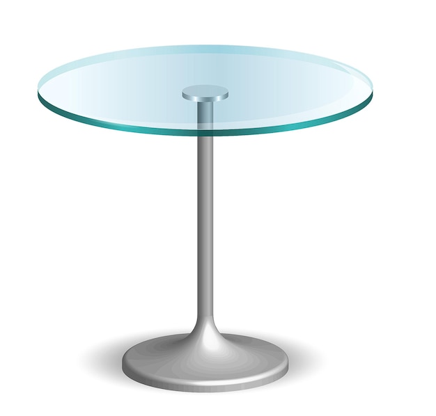 moderna mesa de comedor redonda de vidrio aislada sobre un fondo blanco ilustración 3D