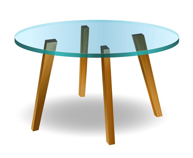 moderna mesa de comedor redonda de vidrio aislada sobre un fondo blanco ilustración 3D