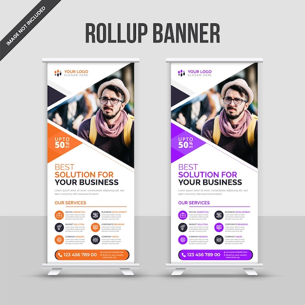 Vector moderna plantilla de diseño de banner emergente desplegable corporativo roll up pull up o standee x