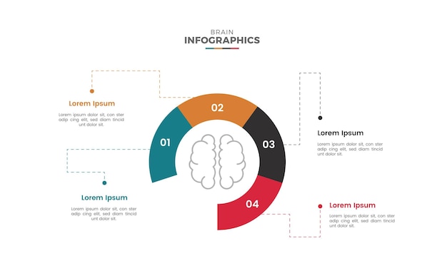 Moderna plantilla de diseño de infografía cerebral colorida y diapositiva de presentación