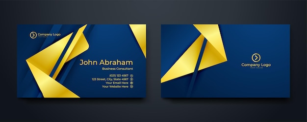 Moderna plantilla de diseño de tarjetas de visita de lujo azul y dorado Moderna plantilla de tarjeta de visita creativa y limpia plantilla de diseño de tarjeta de visita de lujo ilustración vectorial