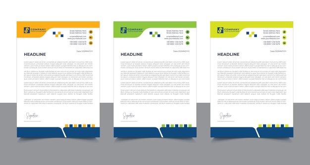 Moderna plantilla de papel de carta con varios colores