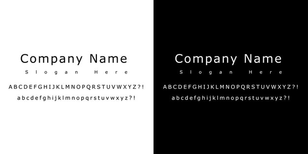 Moderna plantilla vectorial de fuentes sans serif para diseño de marcas y logotipos Tipografía limpia y minimalista para nombre de empresa y eslogan en blanco y negro