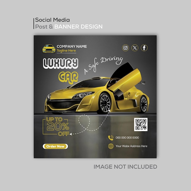 Moderna promoción de alquiler de coches en las redes sociales post en Instagram plantilla de post