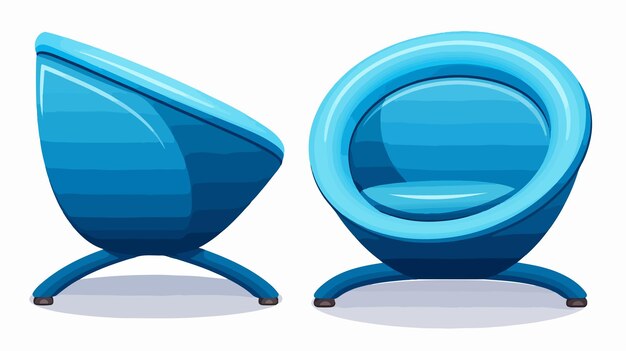 Moderna silla semicircular azul con piernas bajas Ilustración vectorial