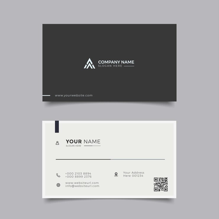 Moderna tarjeta de visita profesional elegante en blanco y negro