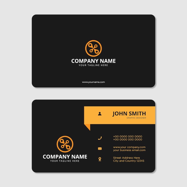 Moderna tarjeta de visita profesional elegante naranja y negra