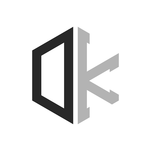 Moderna y única letra hexagonal plantilla de diseño de logotipo DK Concept de logotipo de letra inicial elegante de DK