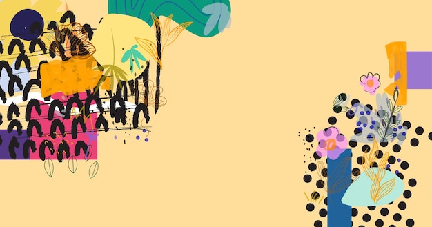 Modernas formas abstractas dinámicas de colores líneas y garabates ilustración vectorial de fondo