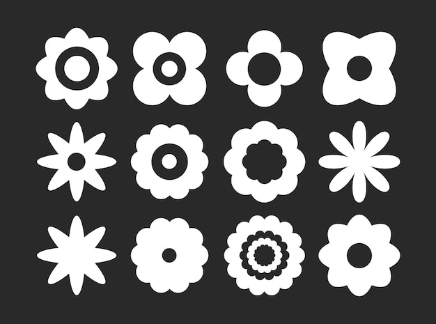Modernas formas geométricas retro de las plantas con flores