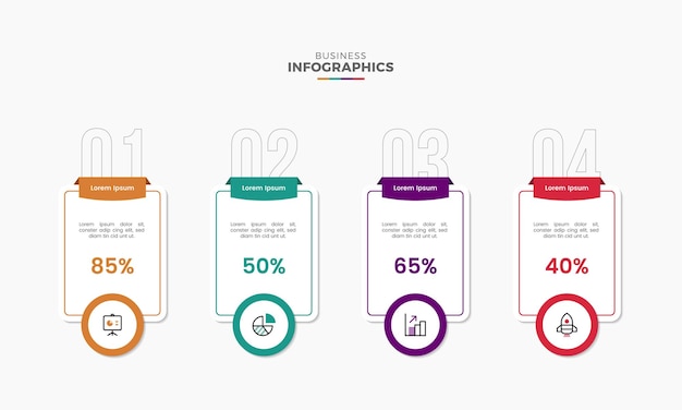 Modernas plantillas de diseño infográfico plano de negocios coloridos y diapositivas de presentación