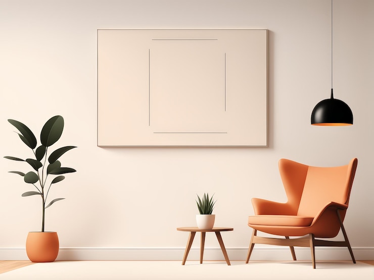 Vector modernismo minimalista una armonía equilibrada de plantas artísticas e iluminación en interiores contemporáneos d
