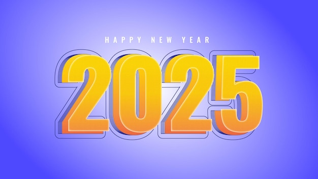 Moderno 3D feliz año nuevo plantilla 2025