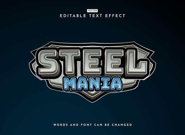 moderno 3d futurista manía del acero juego estilo logotipo efecto de texto