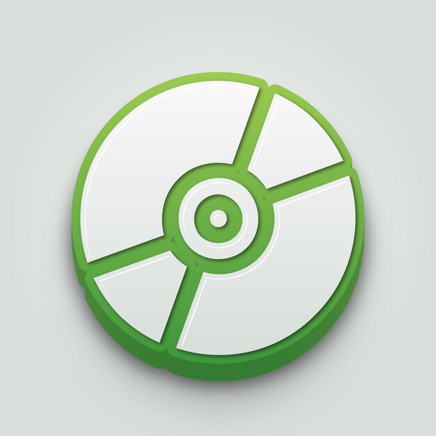 Moderno 3D verde y blanco DJ o icono de disco CD con fondo editable