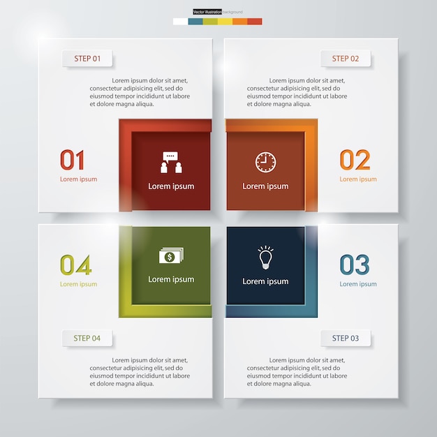 Moderno 4 opciones presentación plantilla de infografías de negocios