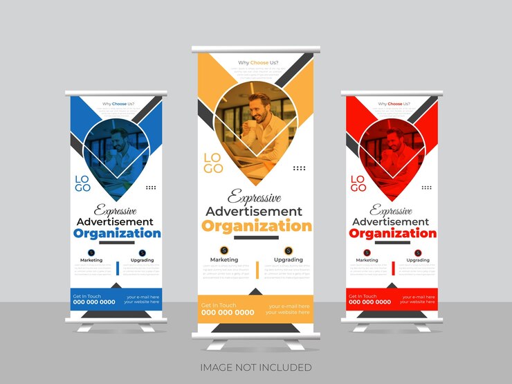 Moderno amplificador creativo vectorial editable diseño de estandarte de soporte