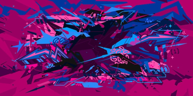 Moderno azul oscuro colorido abstracto estilo urbano hip hop graffiti arte callejero ilustración vectorial fondo plantilla ilustración vectorial