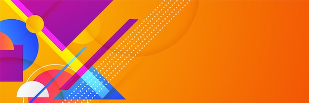 Moderno colorido azul naranja púrpura rojo degradado abstracto geométrico memphis banner diseño de fondo Fondo abstracto con línea triángulo cuadrado puntos semitono y círculo Ilustración vectorial