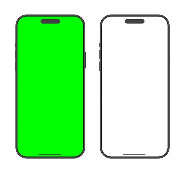 Moderno conjunto de modelos de dispositivos inteligentes de pantalla verde plantilla de presentación de publicidad para teléfonos móviles