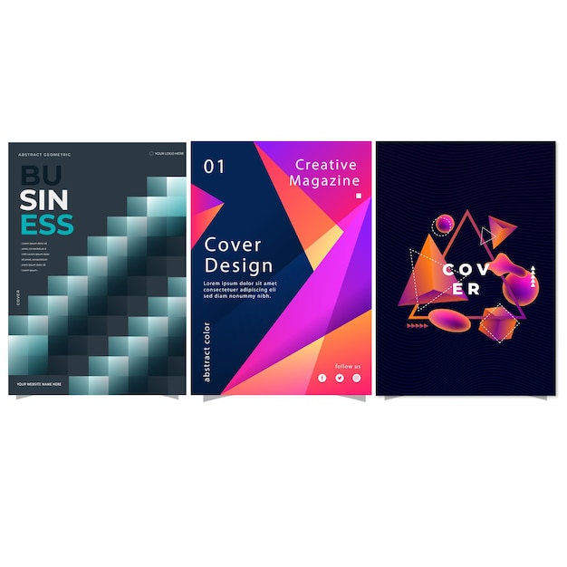 Moderno conjunto de portadas abstractas diseño de portadas mínimas colorido de fondo geométrico ilustrado por vectores