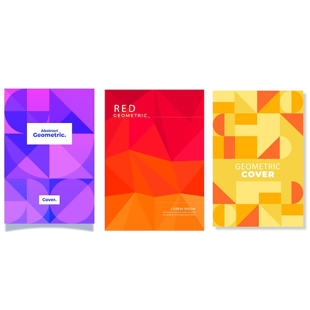 Moderno conjunto de portadas abstractas diseño de portadas mínimas colorido de fondo geométrico ilustrado por vectores