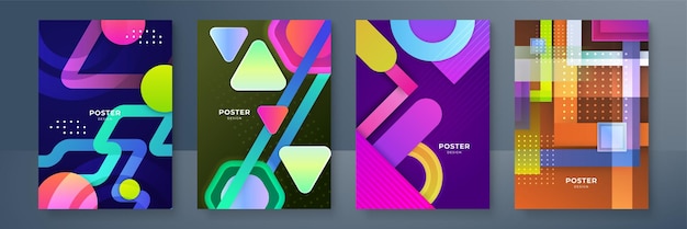 Moderno conjunto de portadas abstractas diseño de portadas mínimas ilustración vectorial de fondo geométrico de colores