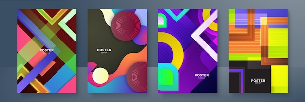 Moderno conjunto de portadas abstractas diseño de portadas mínimas ilustración vectorial de fondo geométrico de colores