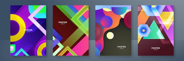 Moderno conjunto de portadas abstractas diseño de portadas mínimas ilustración vectorial de fondo geométrico de colores