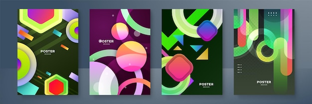 Moderno conjunto de portadas abstractas diseño de portadas mínimas ilustración vectorial de fondo geométrico de colores