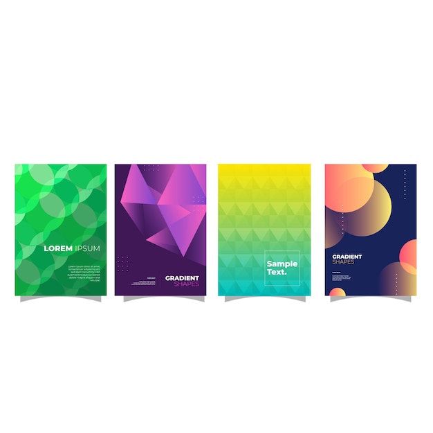 Moderno conjunto vectorial de fondo de póster con gradiente plantilla de portada de estilo minimalista con perspectiva vibrante